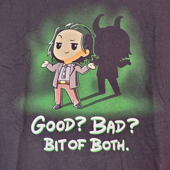 Loki Ladies T-Shirt "Good? Bad? Bit Of Both." Graphic Print  Black Size Large - Picture 3 of 7